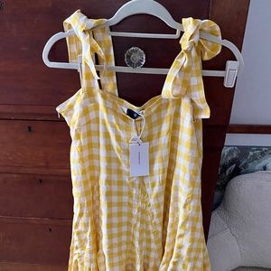 NWT Few Moda "o.p.t" brand yellow gingham dress